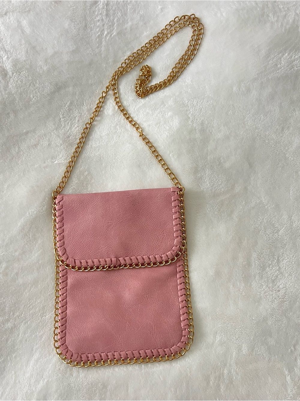 Fashionable Pink Chain-Trim Crossbody Bag Unbranded